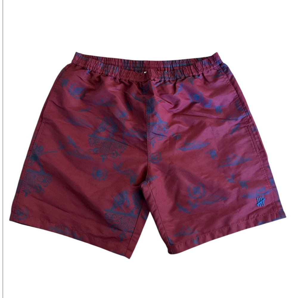 Undefeated Shorts Polyester Poplin Drawstring Shorts Red AOP Print Size 2XL New